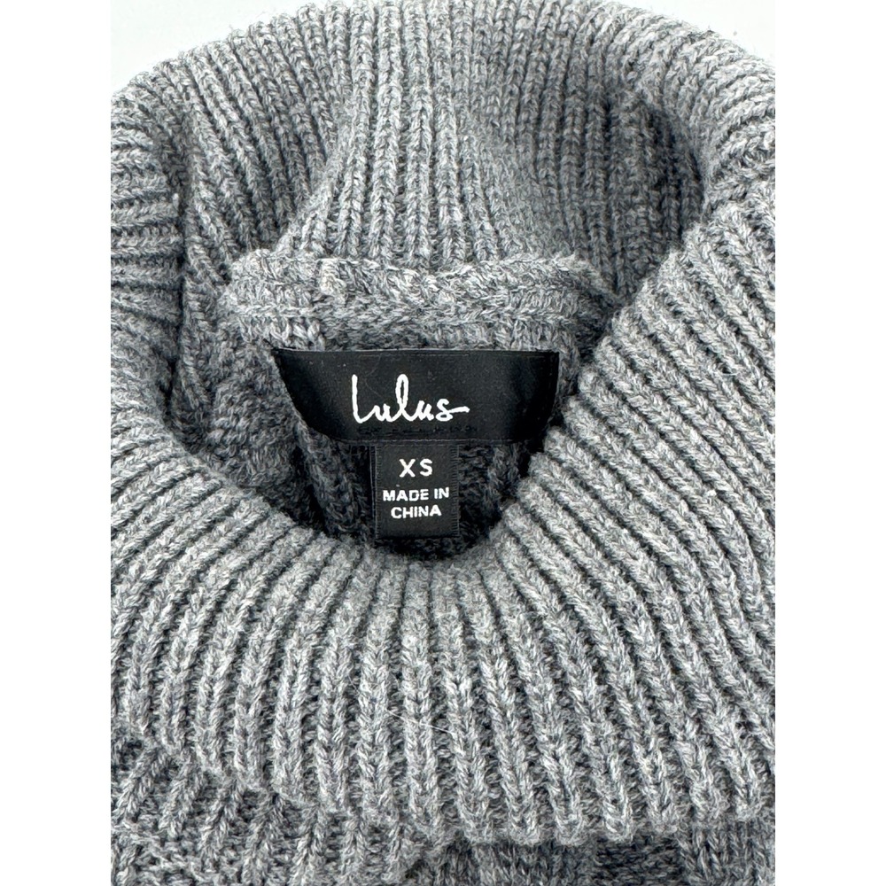 Lulus Sweater Womens XS Gray Cable Knit Turtleneck Cropped Cozy Warm Winter - Picture 9 of 12
